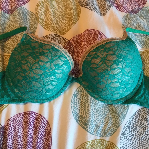 Green blue lace bra