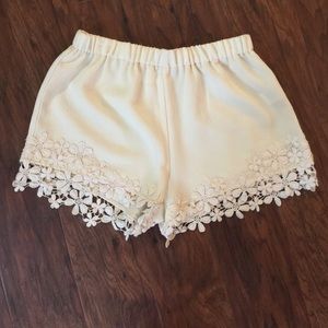 Cream lace bottom shorts