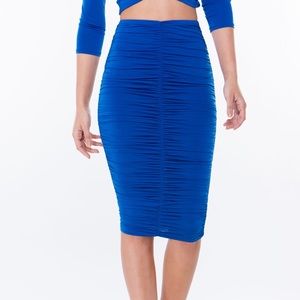 Black Ruched Midi Skirt (Not blue!)