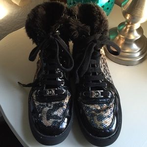 Girls Michael Kors Fur Lined Sequined Sneakers