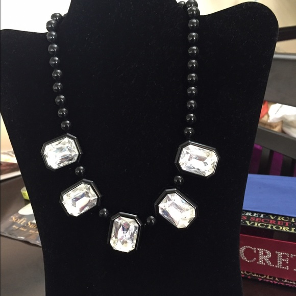Black necklace with large crystals