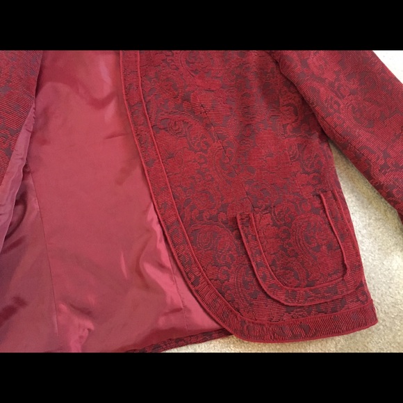 Coldwater Creek Red Floral Jacket Blazer PM 10-12 - Picture 3 of 4