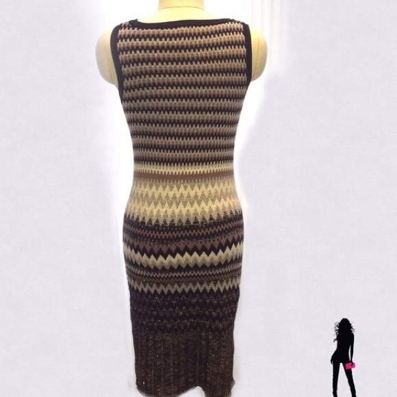 Sleeveless Chevron Metallic Sweater Dress - Picture 3 of 4