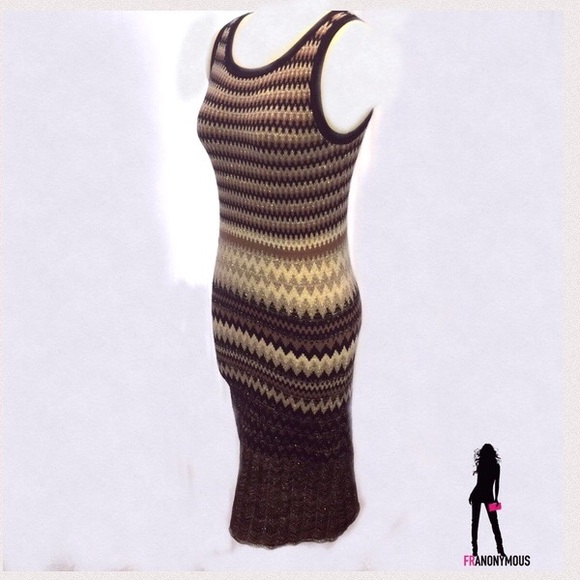 Sleeveless Chevron Metallic Sweater Dress - Picture 2 of 4