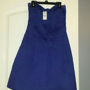 Womens express blue textured strapless dress