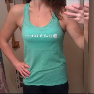 Pure barre mint colored racerback tank.