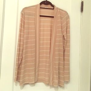 J. Crew medium taupe & white striped cardigan