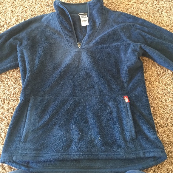 Blue quarter zip, fleece North Face.