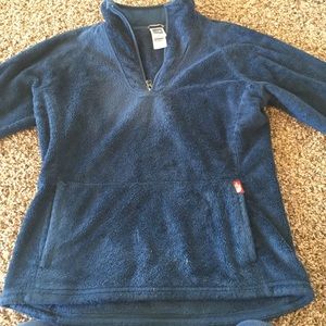 Blue quarter zip, fleece North Face.