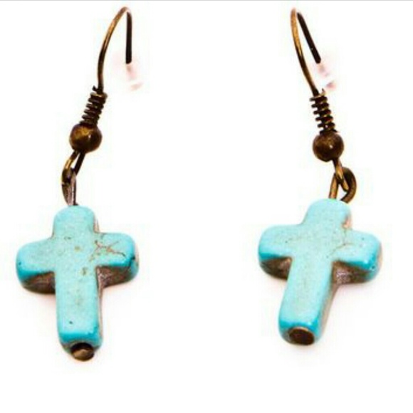 Brandy Melville Turquoise Cross Earrings