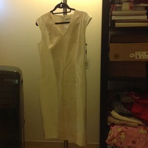 Calvin Klein white and gold leopard dress size 8