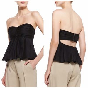L'agence Black Luxe Puplum Strapless Top