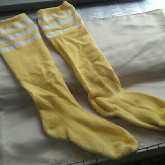 Forever 21 Three Band Mid-Calf Yellow Socks