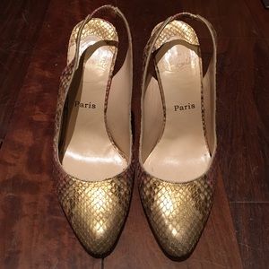 Louboutin Ombré Metallic Snakeskin Slingbacks