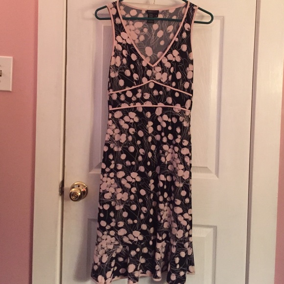 BCBG black dress trimmed in pink