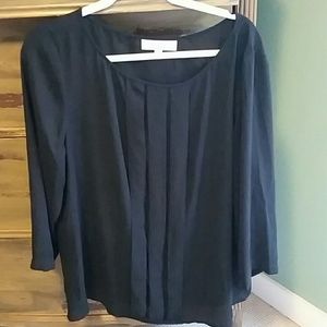 Anne Taylor Loft black pleated blouse. Size XL.