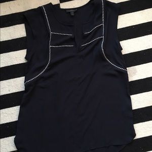 J crew poly top navy with piping