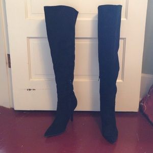 Naked Wardrobe suede thigh high boots