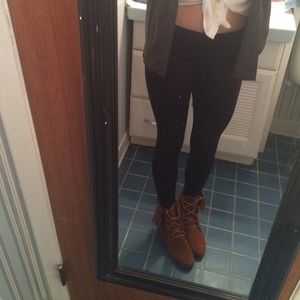 Brown fringe boots