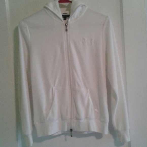 BCBG Maxazria White Velvor Hoodie M sz
