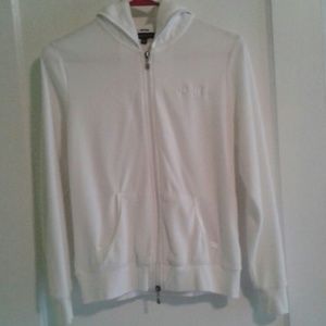 BCBG Maxazria White Velvor Hoodie M sz
