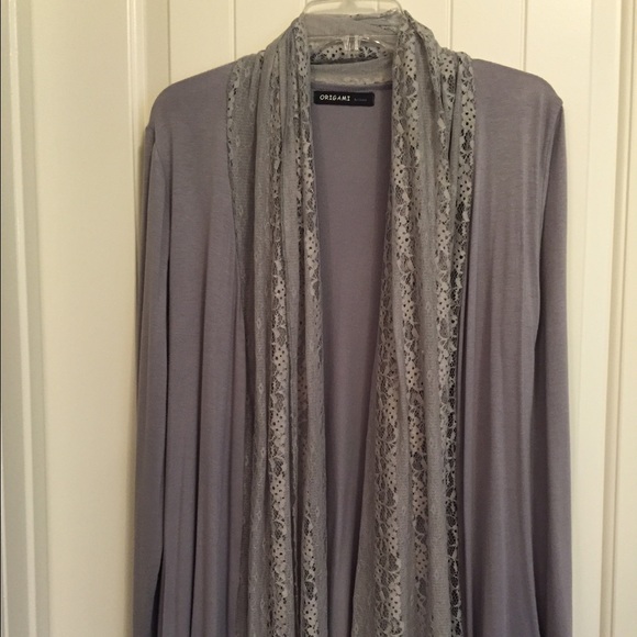 Like new gray jacket with lace overlay cape - Picture 1 of 4