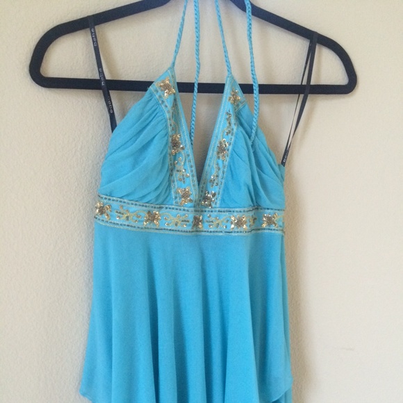 Bebe turquoise halter top.