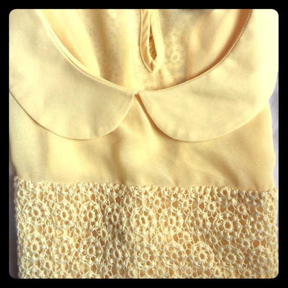Forever 21 Yellow Laced Collared Blouse