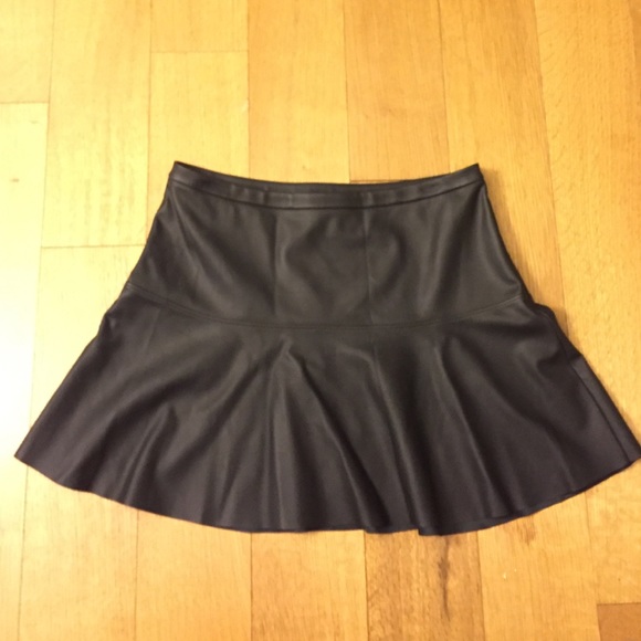Express Vegan Leather Flounce Skater Skirt