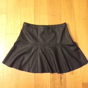 Express Vegan Leather Flounce Skater Skirt