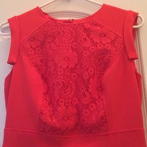 Coral dress with lace detail
