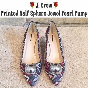 🌹J. Crew Printed Half Sphere Jewel Pearl Pumps🌹