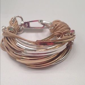 Sacchi Cord, Metal, and Crystal Necklace