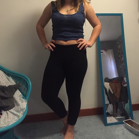 blue lace crop top! brand new!