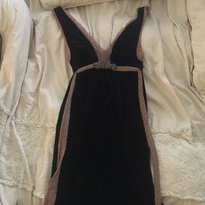 Free People Black Velvet and Lace Dress