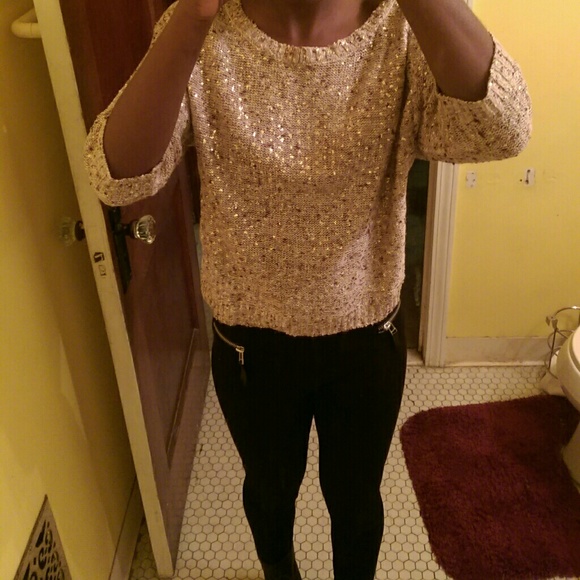 H&M gold sequin knit sweater