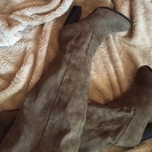 Olive knee high heel boots