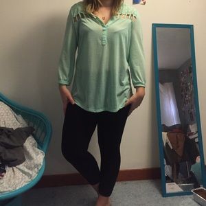 turquoise top