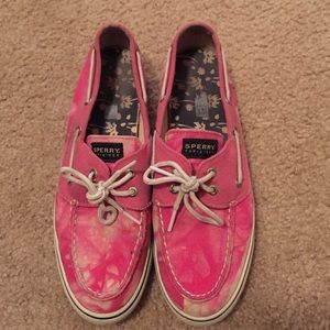 Sperry Pink Tie-Dye Boat Shoes