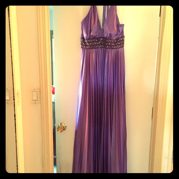 Beautiful lilac purple silk prom dress