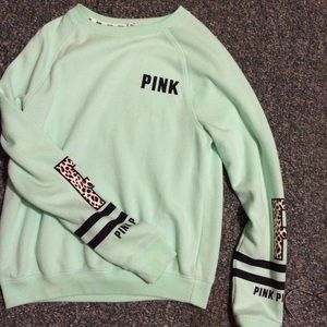 Pink, mint green varsity crew!!♡