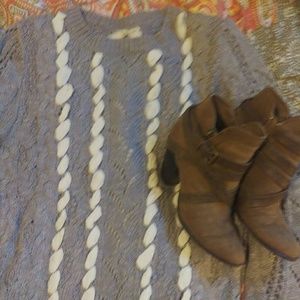 Adorable Cable Knit Sweater with Sheer Back