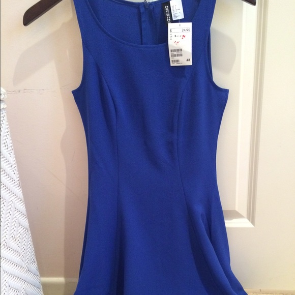 Blue fit and flare dress