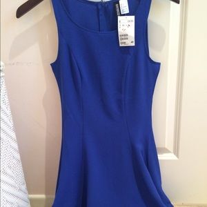 Blue fit and flare dress