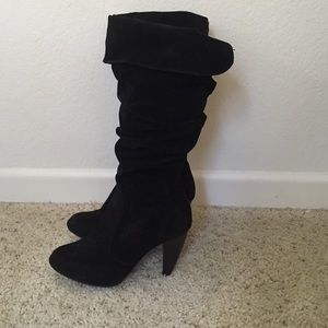Black Suede Heeled Boots *MINIMALLY WORN*