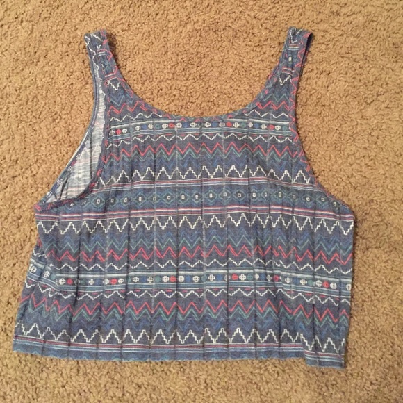 Blue Aztec crop top