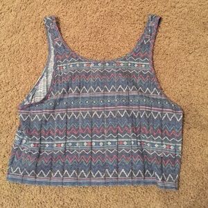 Blue Aztec crop top
