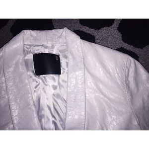 R13 White Crackled Leather Blazer Jacket