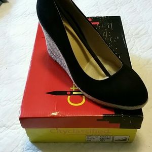 New black wedge espadrille. Size 9