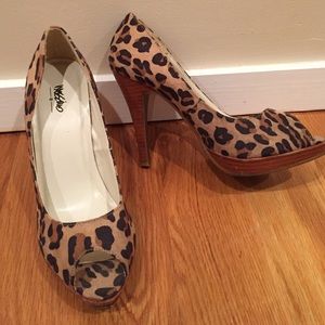 Massimo Leopard Peep Toe Shoes